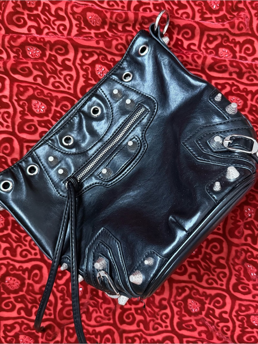 Black Studded Shoulder bucket Bag inspired by the la cagole city bag